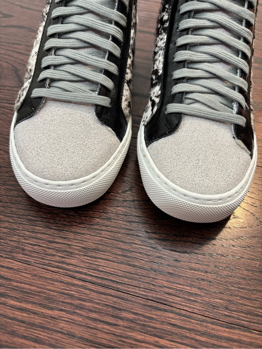 P448 High Top Sneakers Cow Softy Print Calf Fur Leather Size 36 NIB - Picture 5 of 11